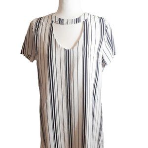 Skies are blue medium stripped shift dress black w